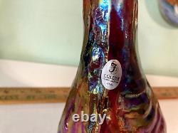 Fenton Ruby Red Art Deco stretch glass cat Metallic colors 11