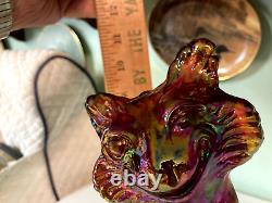 Fenton Ruby Red Art Deco stretch glass cat Metallic colors 11