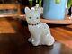 Fenton Solid Opal Carnival Glass Sitting Cat Signed Fenton, November Necklace