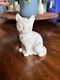 Fenton Solid White Sitting Cat Figurine Painted Floral Art Deco Kitten Signed