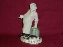 Fine Antique Soviet Russian Porcelain Statue Figurine Chef & Cat Art Decor Rare
