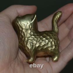 Fine Casting Brass Cat Statue Decoration, Cute Cat Brass Art Collection nice gift