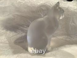 Fine Lalique France Chat Assis Sitting Cat Frosted Crystal Figurine
