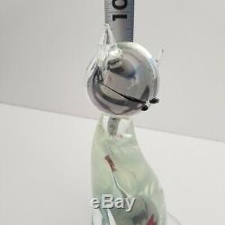 Formia Vetri di Murano 10 Glass Cat Figurine with Fish in Belly Signed by Artist