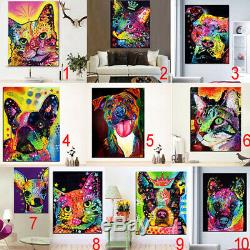 Frameless Multi-colored Dog Cat Art Print Oil Painting on Canvas Home Decor