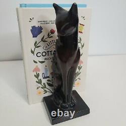 Frankart Art Deco Egyptian Revival Sitting Cat Bookends Metal Black Ebony Set