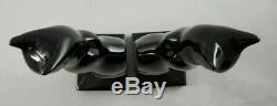 Frankart Art Deco Moderne Sitting Cat Bookends Glossy Black USA