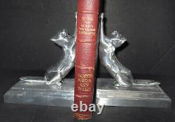 Frankart Sarsaparilla Cats up & down bookends art deco polished aluminu pair USA