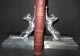 Frankart Sarsaparilla Cats Up & Down Bookends Art Deco Polished Aluminu Pair Usa