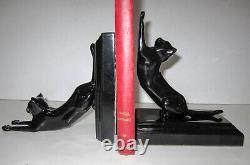 Frankart Sarsaparilla cats up & down bookends art deco moderne Black pair USA