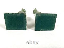 Frankart Siamese cat bookends art deco Green Heavy metal Pair Mid Century EUC
