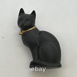 Franklin Mint Curio Cabinet Cat Collection ART DECO Porcelain Black Cat With Bell