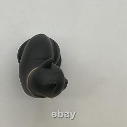 Franklin Mint Curio Cabinet Cat Collection ART DECO Porcelain Black Cat With Bell