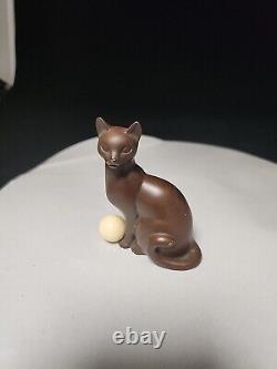 Franklin Mint Curio Cabinet Cat Third Collection Art Deco brown metal w ball