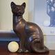 Franklin Mint Curio Cabinet Cat Third Collection Art Deco Brown Metal W Ball