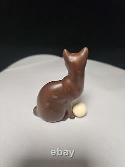 Franklin Mint Curio Cabinet Cat Third Collection Art Deco brown metal w ball