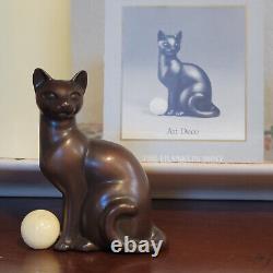 Franklin Mint Curio Cabinet Cat Third Collection Art Deco brown metal w ball