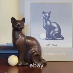 Franklin Mint Curio Cabinet Cat Third Collection Art Deco brown metal w ball