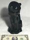 Frankoma Seated Puma Figurine 114 Onyx Black Ada Clay Cat Mark 1934-38 Norman Er