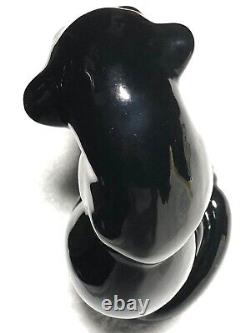 Frankoma Seated Puma Figurine 114 Onyx Black Ada Clay Cat Mark 1934-38 Norman Er