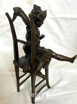 Franz Iffland (German, 1862-1935) Original Bronze of Girl Playing with Cat