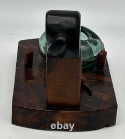 French Art Deco Cat & Mouse Bakelite and Wood Sculpture Tray Holder