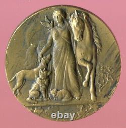 French Art Deco Medal Horse Dogs Cat And Angel Signed J. Holy