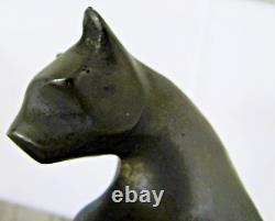 French Art Deco Patinated Bronze Sitting Egyptian Cat Bookends- a Pair