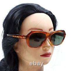 GENUINE 50s FRANCE SUNGLASSES MID-CENTURY CAT EYE AMBER CANDY PARTY FRAME NOS