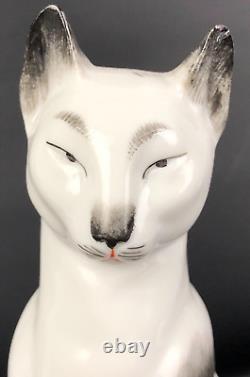 GERMANY PORCELAIN EGYPTIAN ART DECO CAT FIGURINE Siamese Figure Statue Vintage