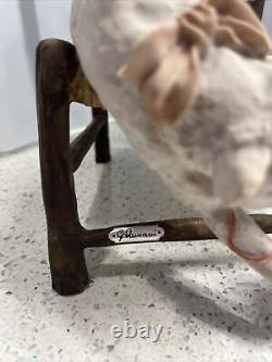 GIUSEPPE ARMANI Playful Hairless Cat Playing yarn hanging off chair ITALY statue
