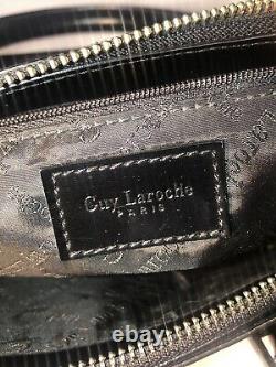 GUY LAROCHE Paris Couture Black Leather Handbag Purse Kelly Bag Runway VTG Rare