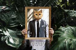 Genteleman Cat in Bow-Tie and Tailcoat Custom Funny Dog Portrait Pet Fun Art