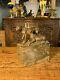 Genuine Art Deco Bronze Of Big Cats On Marble Base Signed By Christophe Fratin