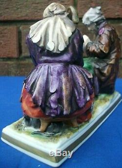 German Volkstedt Porcelain Figurine Beggars with cats 12 cm tall 14 cm wide