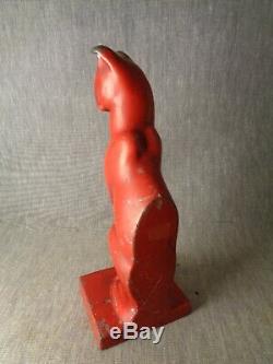 Girly-Girly Cat. Cat is 1-in-a Million. Rare Art Deco Red Frankart Cat