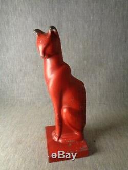 Girly-Girly Cat. Cat is 1-in-a Million. Rare Art Deco Red Frankart Cat