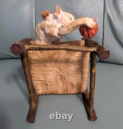 Giuseppe Armani Figurine Cat Playing With Ball Of Yarn On Chair Italy