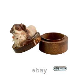 Giuseppe Armani Persian Cat & Dog Wooden Keepsake Box Figurine, Vtg (1960's)