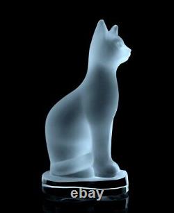 Glamorous Art Deco 1930' Sculpture Satin Glass Large Cat Figurine H. Hoffmann