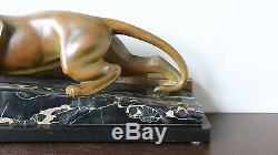 Guy Debe -Bronze / Marble Art Deco creeping panther 1920-1930 period, France