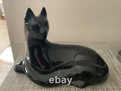 Haeger Reclining Black Cat Figurine Statue Glossy Art Royal Deco 10