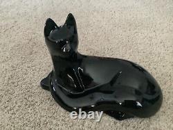 Haeger Reclining Black Cat Figurine Statue Glossy Art Royal Deco 10