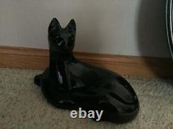 Haeger Reclining Black Cat Figurine Statue Glossy Art Royal Deco 10