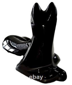 Haeger Reclining Ebony Black Cat Figurine Large Statue Gloss Art Pottery