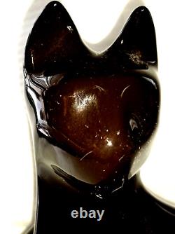 Haeger Reclining Ebony Black Cat Figurine Large Statue Gloss Art Pottery