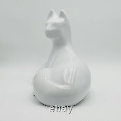 Haeger White Cat Glossy Ceramic Figurine Large 1992 Modernist Art Deco Statue