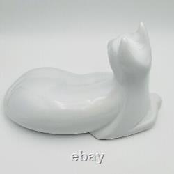 Haeger White Cat Glossy Ceramic Figurine Large 1992 Modernist Art Deco Statue