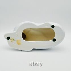Haeger White Cat Glossy Ceramic Figurine Large 1992 Modernist Art Deco Statue