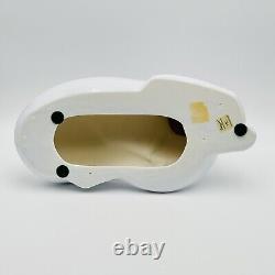 Haeger White Cat Glossy Ceramic Figurine Large 1992 Modernist Art Deco Statue